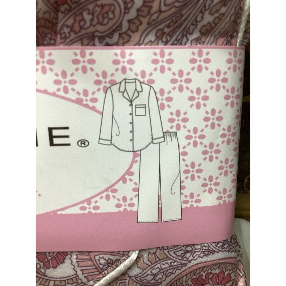 MISS ELAINE Size Medium Pajama PJ Set Pink Button Down L/S Polyester Blend NWT - Picture 6 of 10